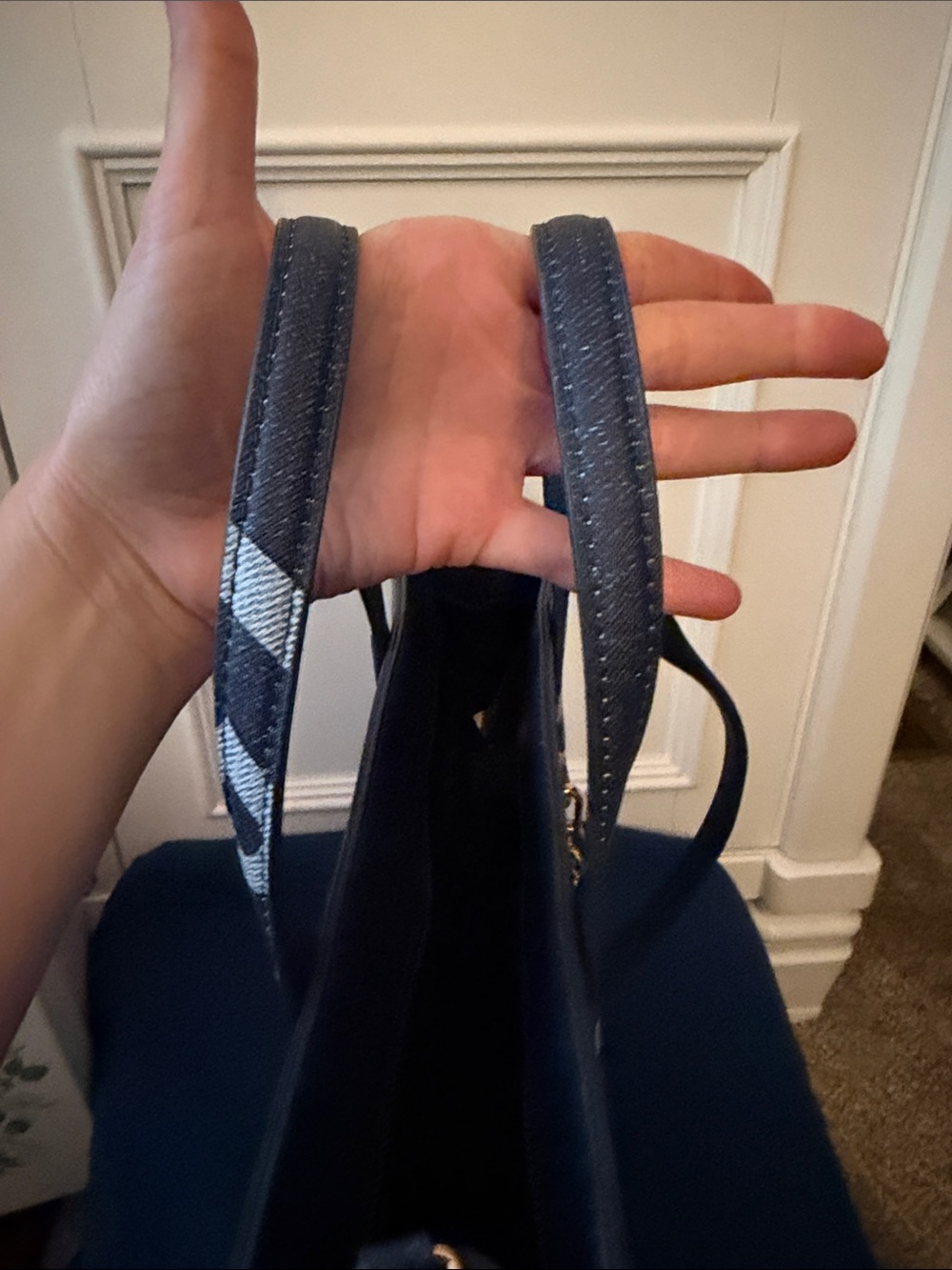 Karl Lagerfeld Navy and Light Blue Logo Tote with Charm - Picture 12 of 15